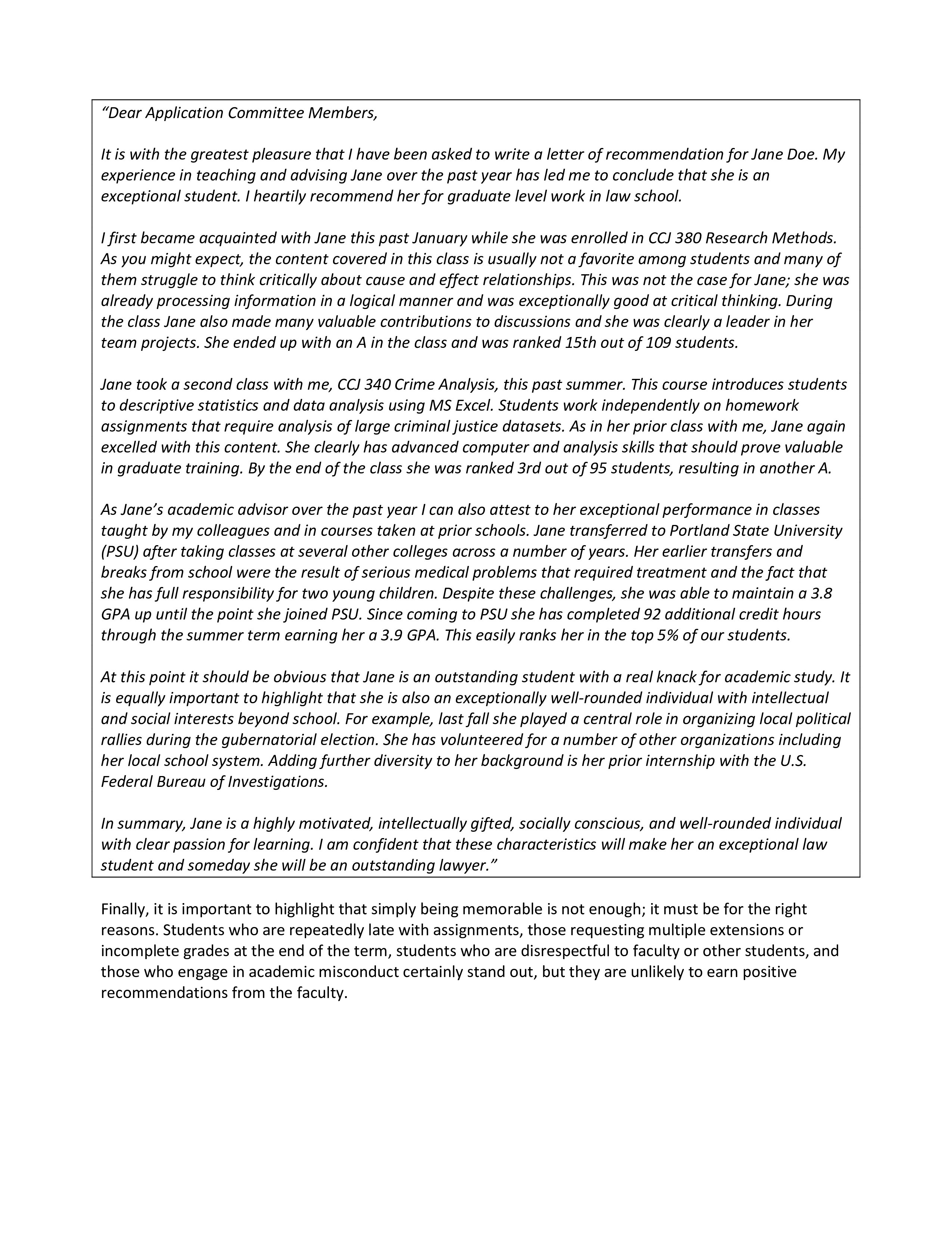 Legal Reference Letter