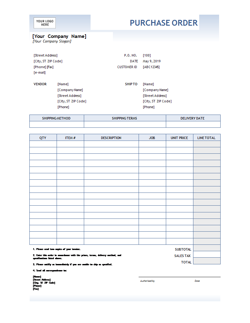 Purchase Order Excel Template Analisis