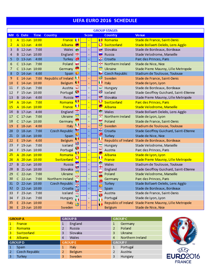 uefa euro cup 2016 schedule sample voorbeeld afbeelding 