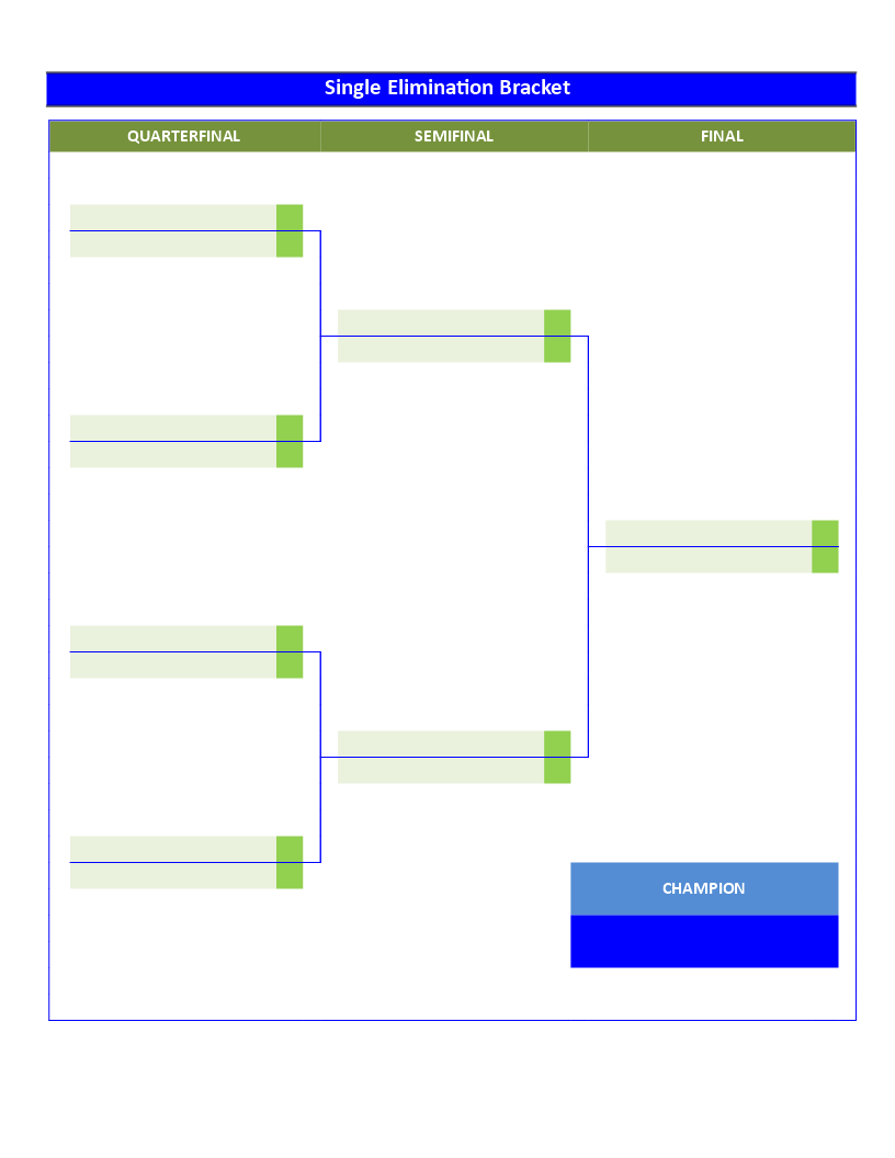 Single elimination Tournament Bracket 3 rounds 模板