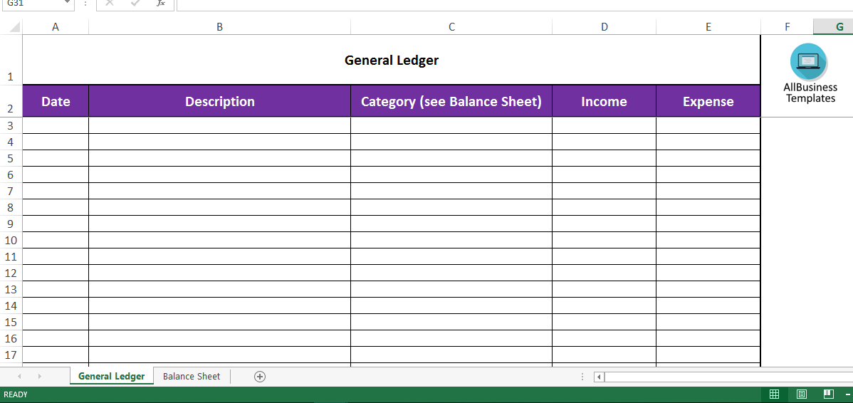 ledger account template