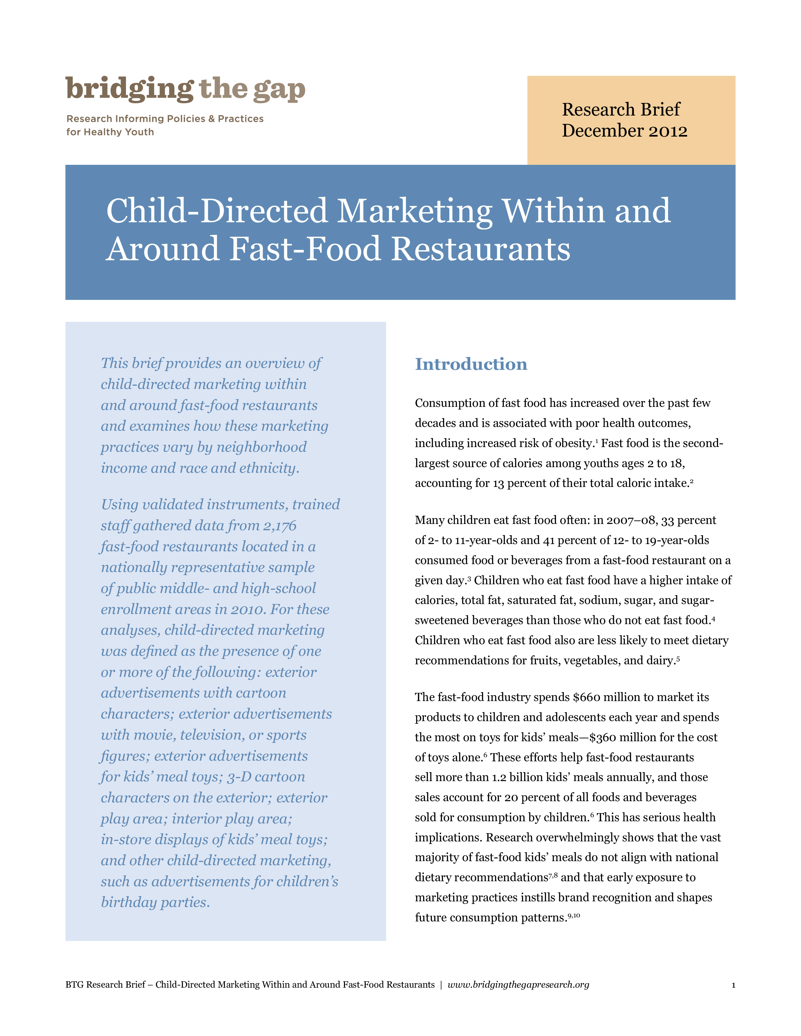 Child Directed Marketing In Fast Food main image