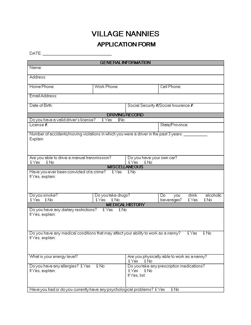 nanny agency application modèles