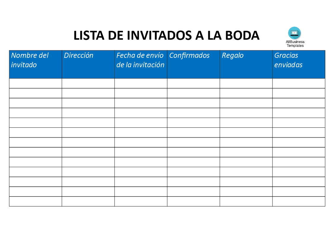 lista de invitados a la boda modèles