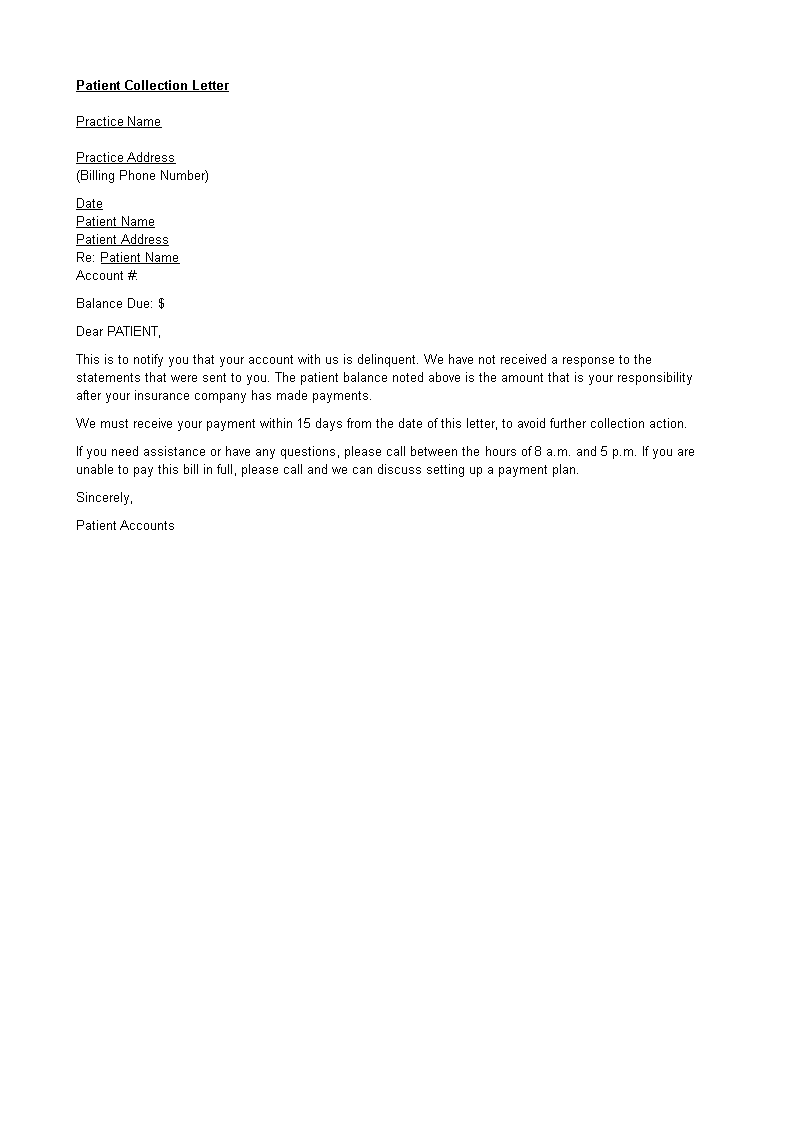 patient collection letter template