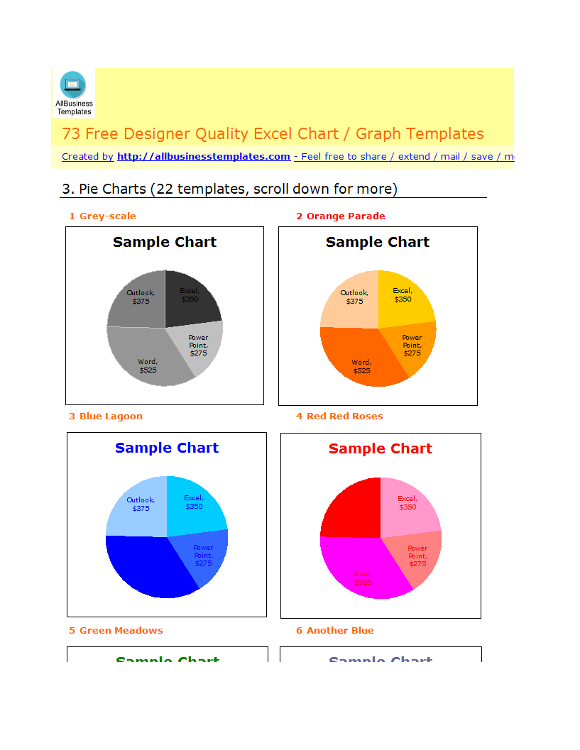 Microsoft Excel Pie Chart Template