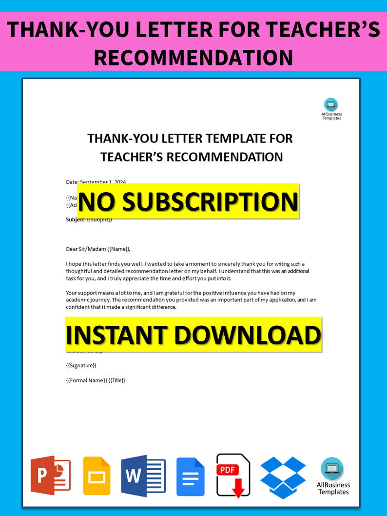 Thank You Letter To Teacher For Letter Of Recommendation Templates At thank-you-letter-to-teacher-for-letter-of-recommendation-templates-at