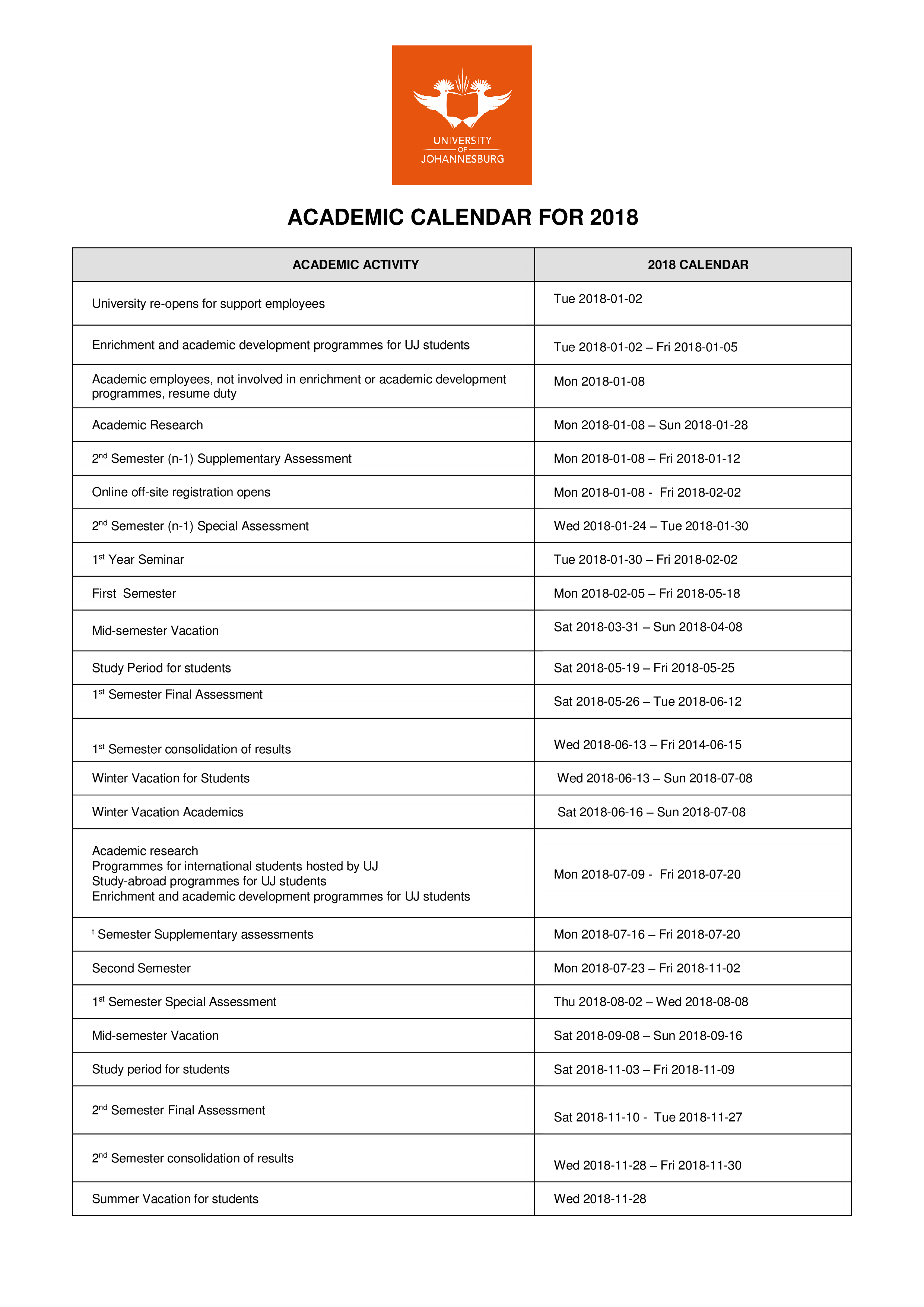 academic year calendar Hauptschablonenbild