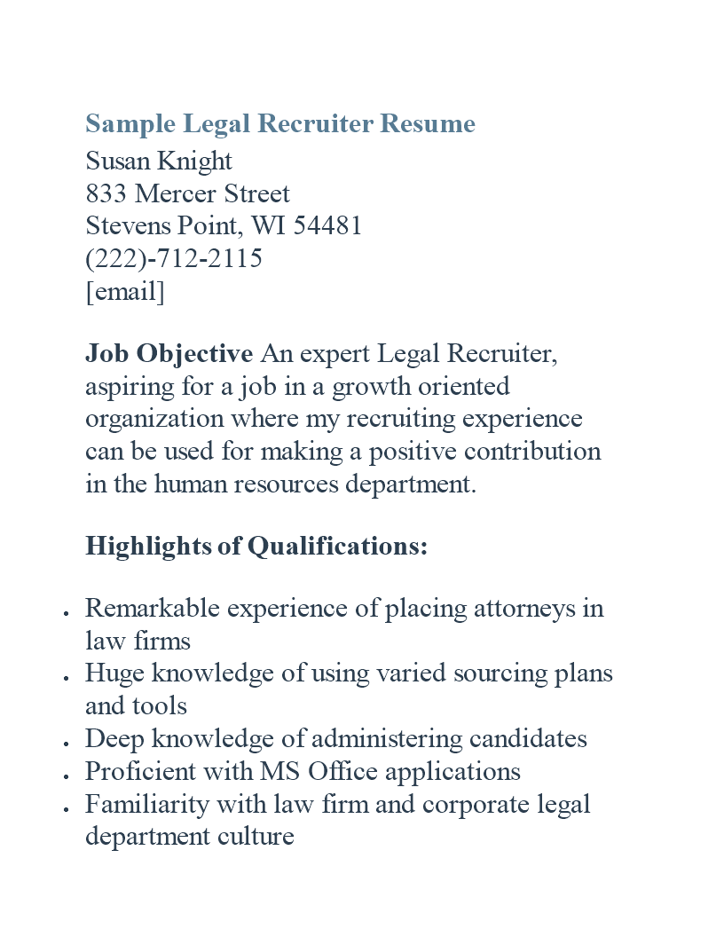 recruiter resume voorbeeld afbeelding 