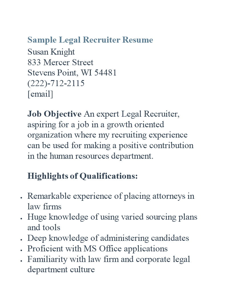 recruiter resume modèles