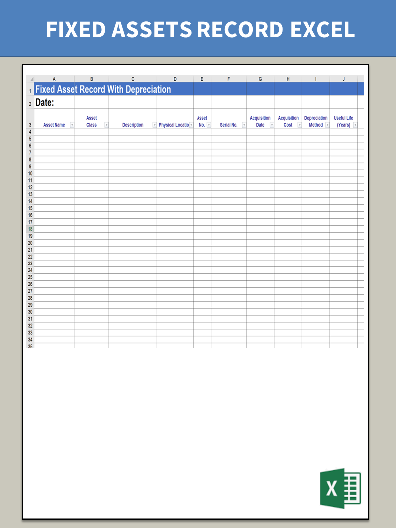 fixed asset template modèles