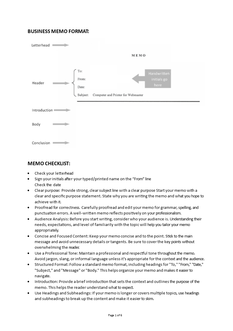 Business Memo Format main image