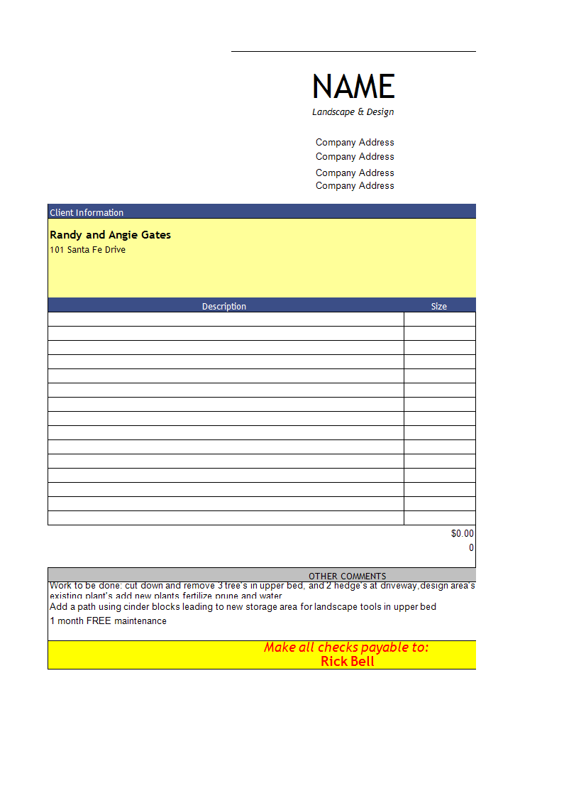 Quote Template Sheet in Excel main image