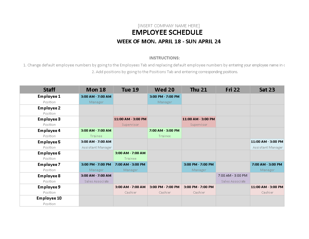 Monthly Shift Schedule Calendar main image