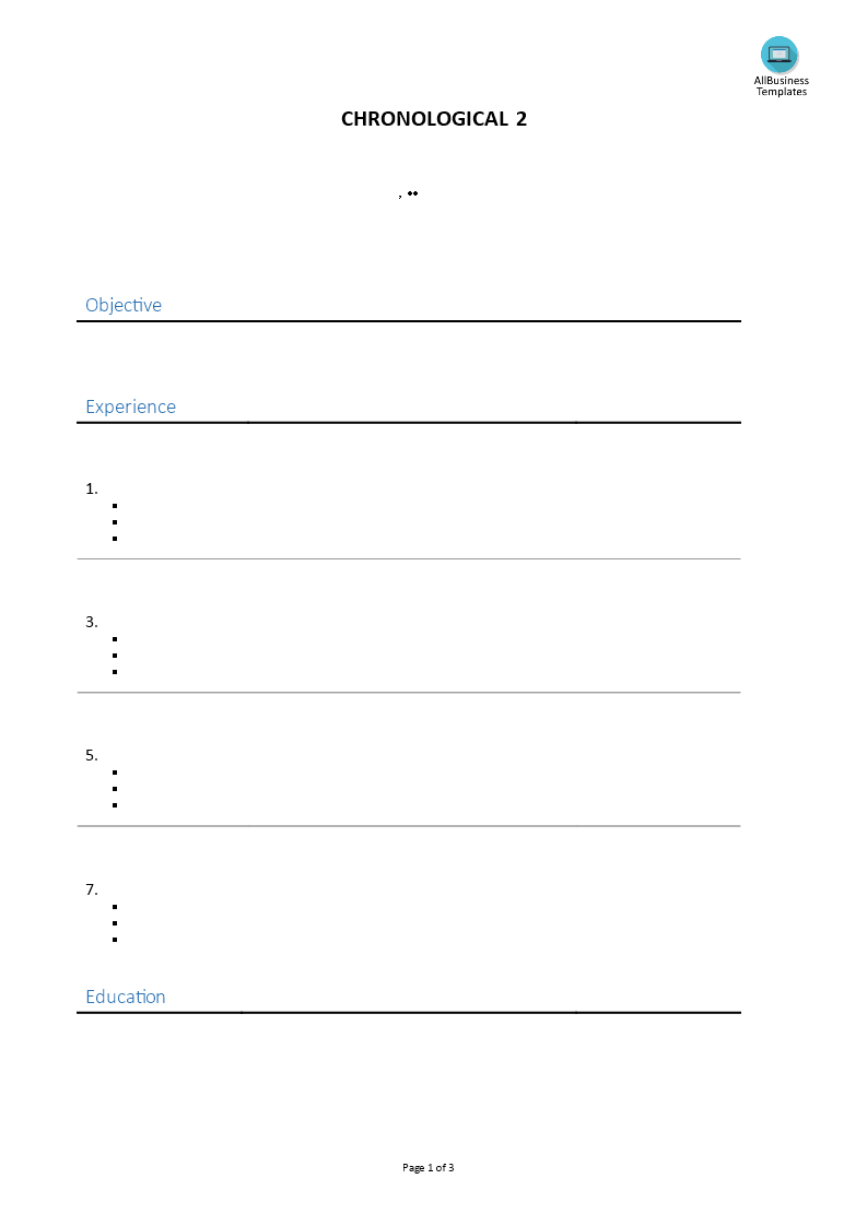 Chronological Resume template main image