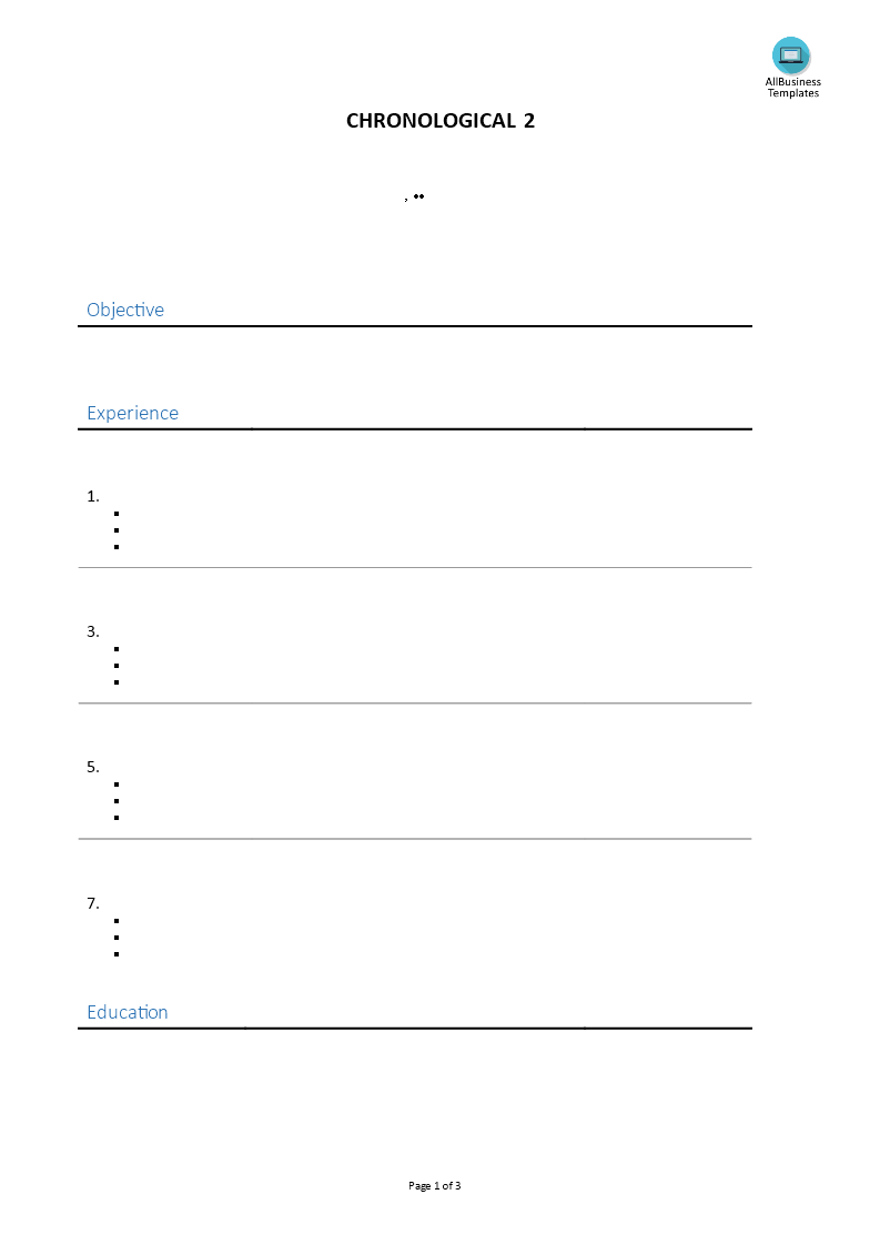 chronological resume template modèles