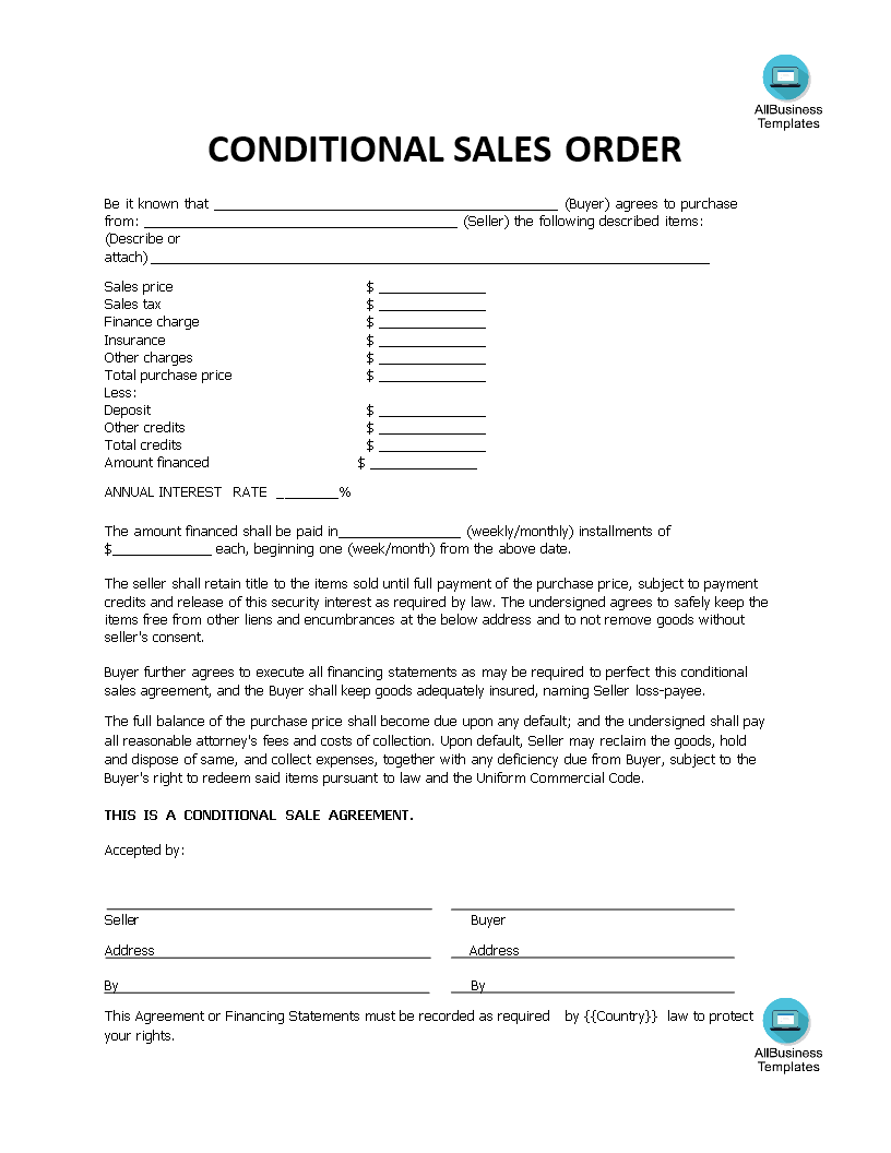 Conditional Sales Contract main image