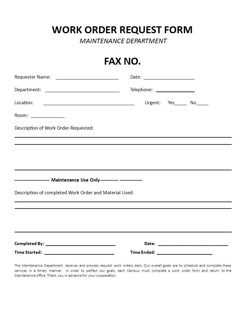 Service Request Form Template Word