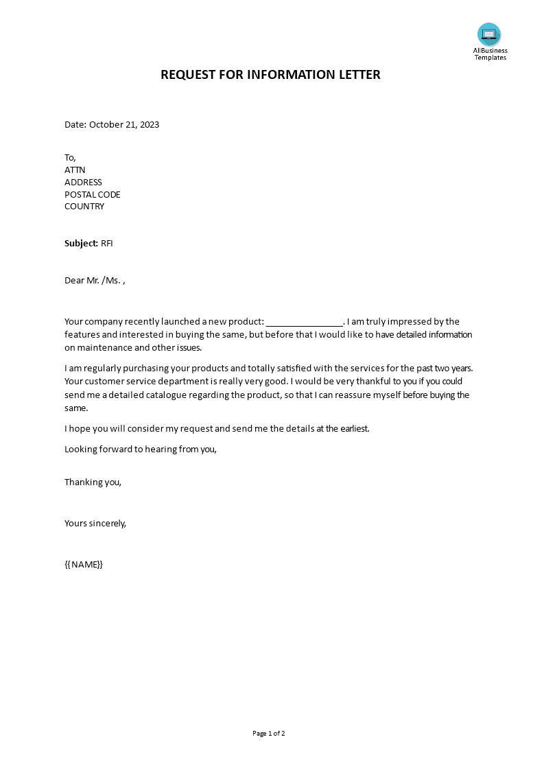 information request letter template