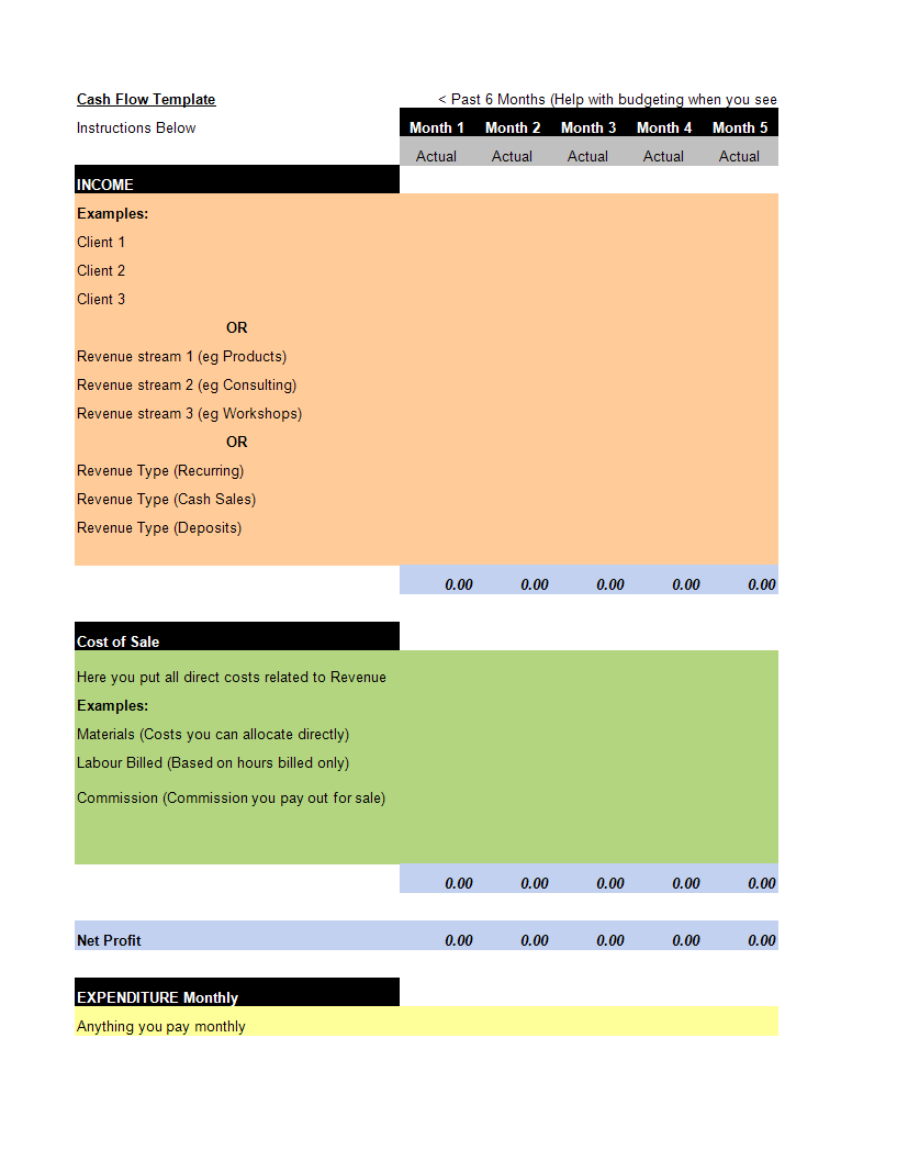 cash flow statement sheet XLS main image