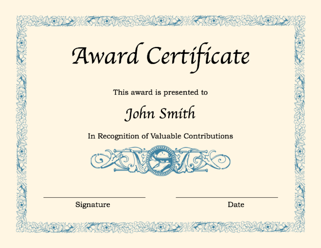 免费Blank Certificate For Word  样本文件在allbusinesstemplates.com Regarding Blank Award Certificate Templates Word