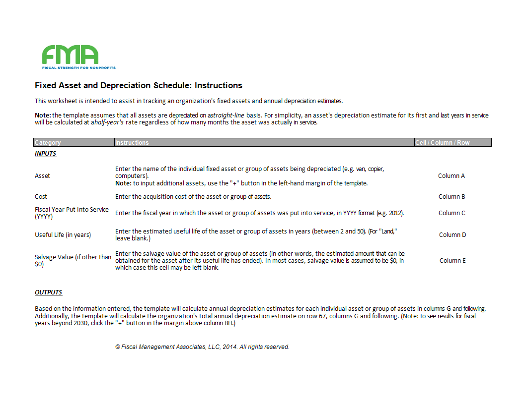 depreciation schedule template sheet in excel main image