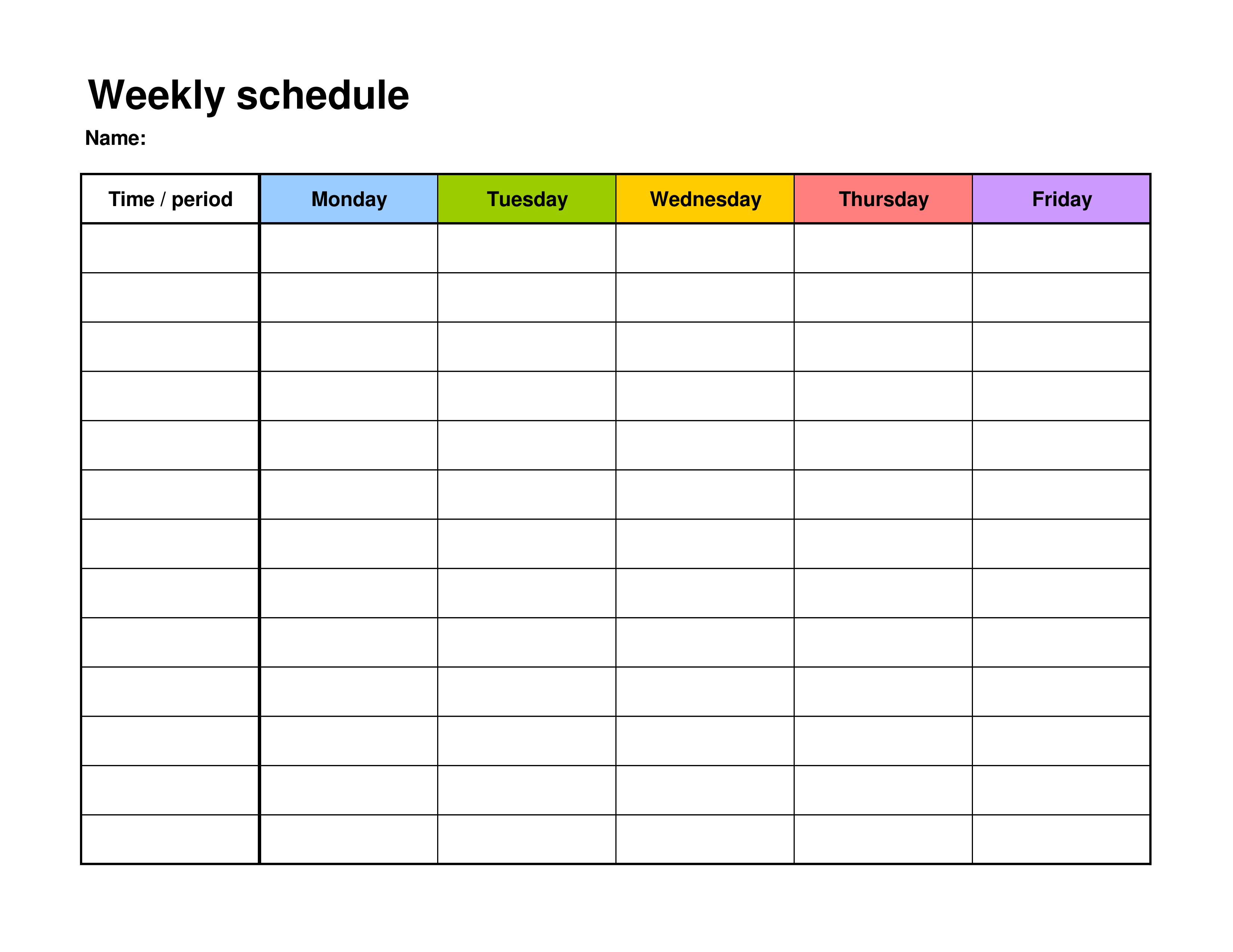 Kostenloses Weekly workout plan Intended For Blank Workout Schedule Template