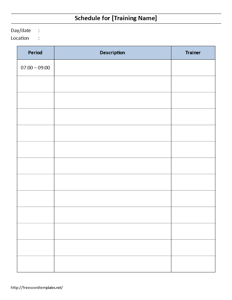 training schedule plantilla imagen principal