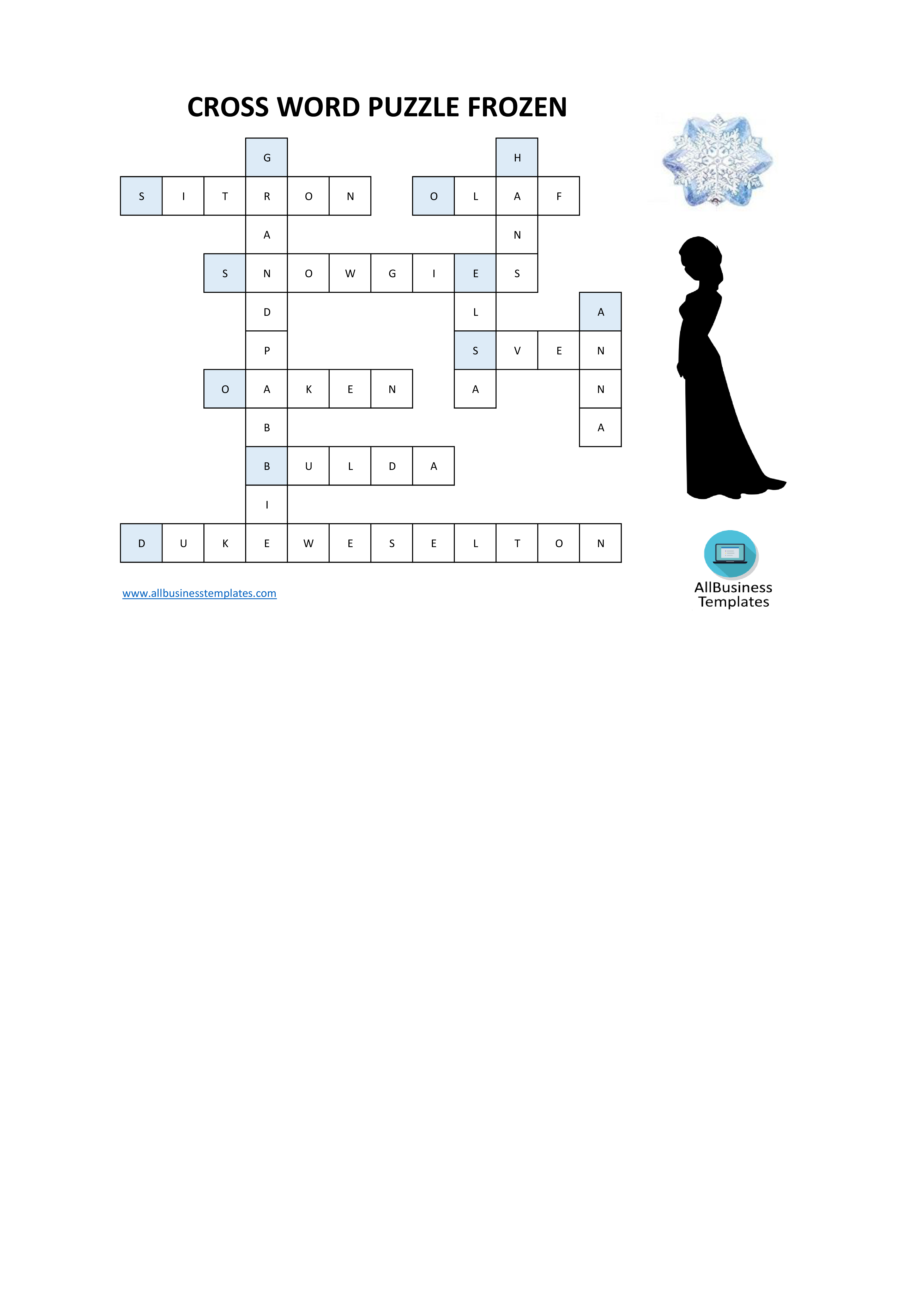 Gratis Bevroren kruiswoordpuzzel