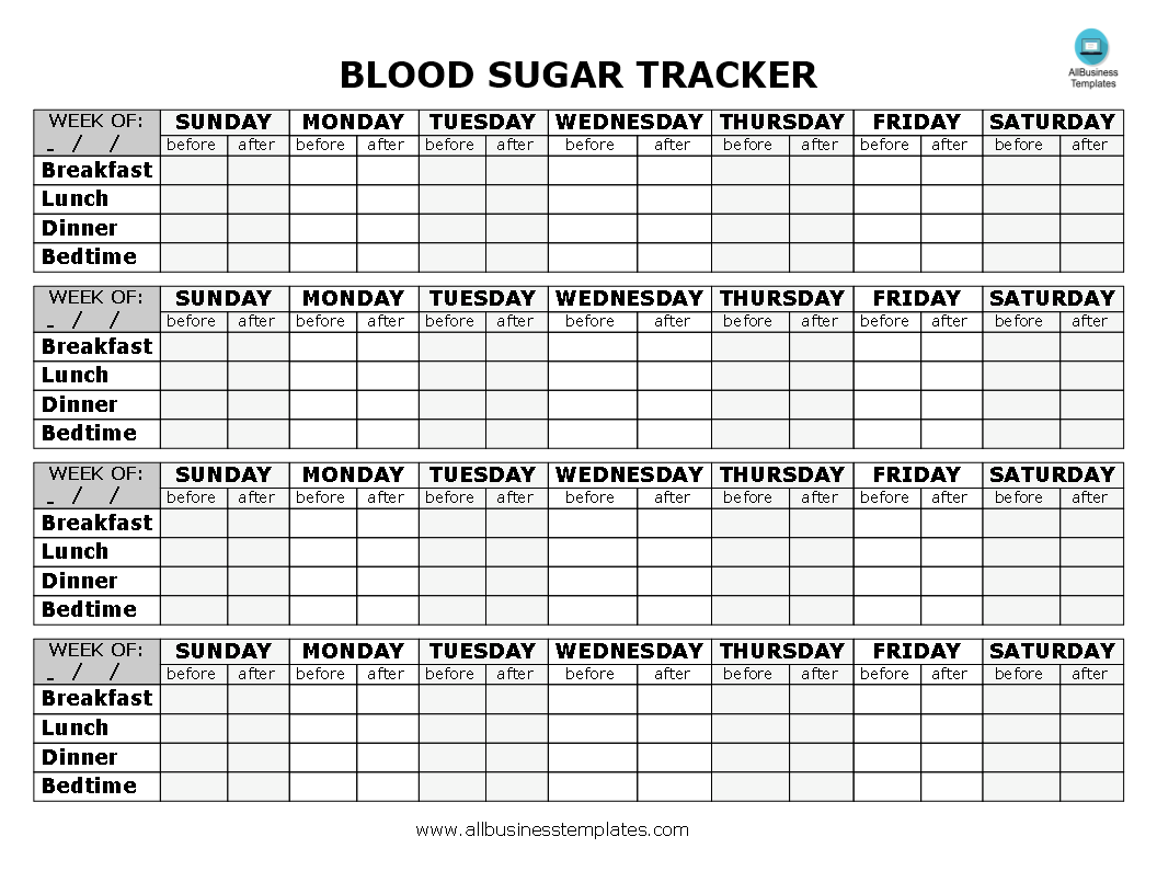 Blood Sugar Tracker Templates At Allbusinesstemplates