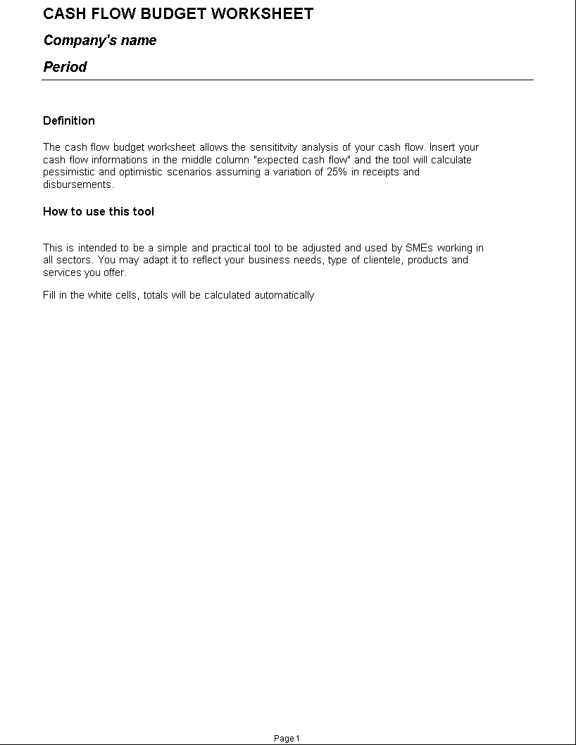 cash flow sensitivity analysis Hauptschablonenbild