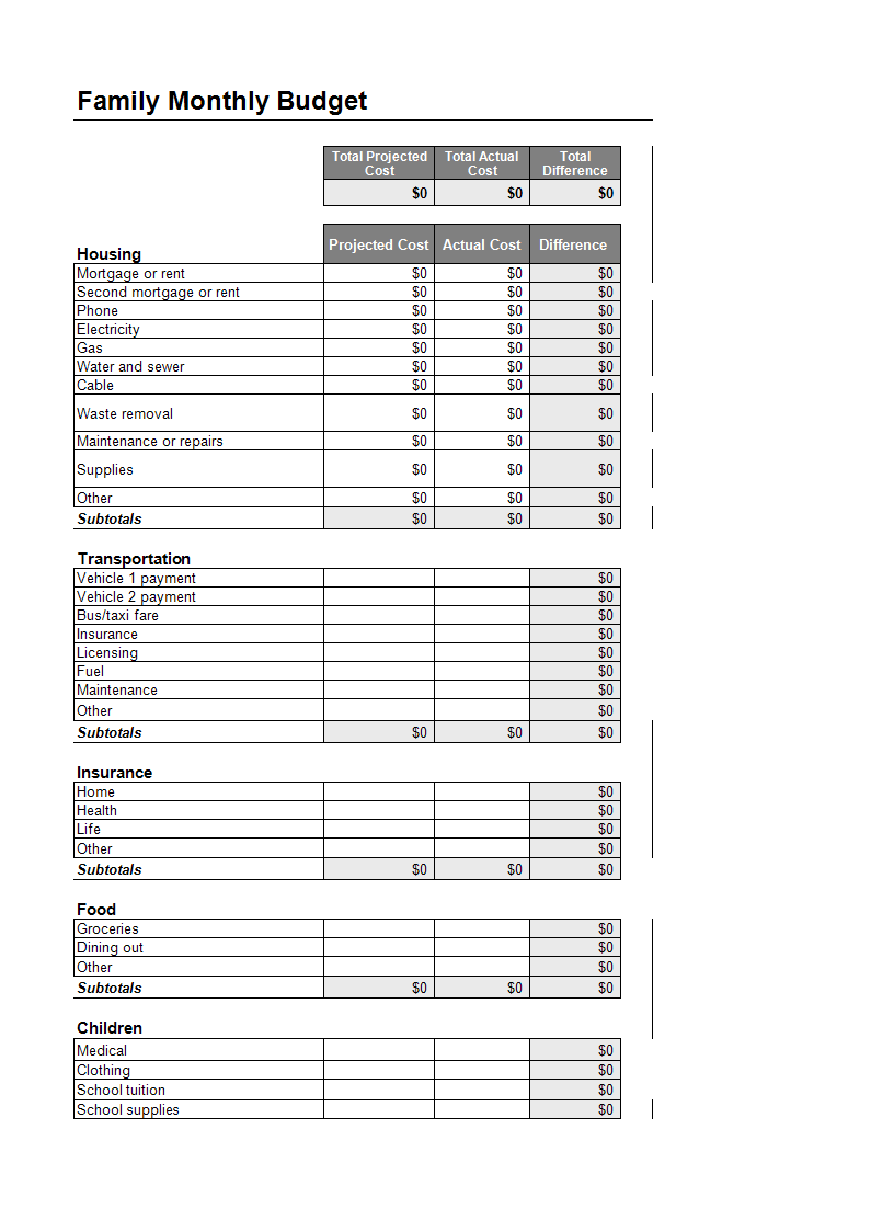 Budget Template worksheet MS Excel main image