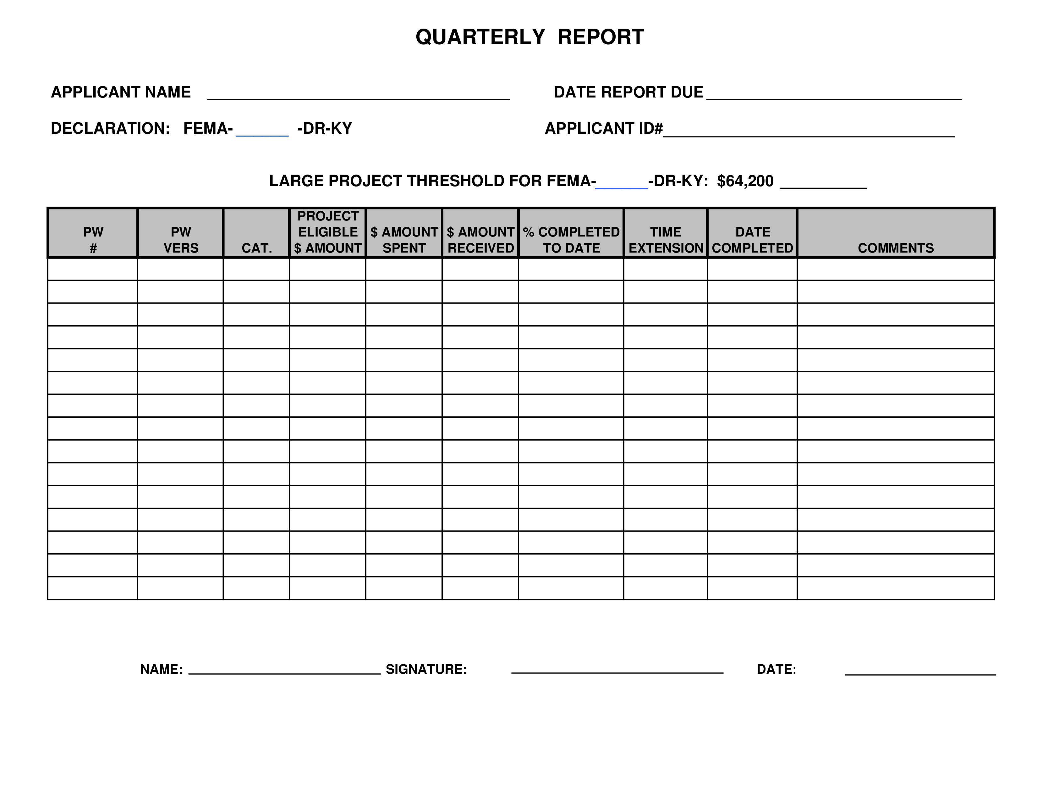 quarterly progress report blank form plantilla imagen principal