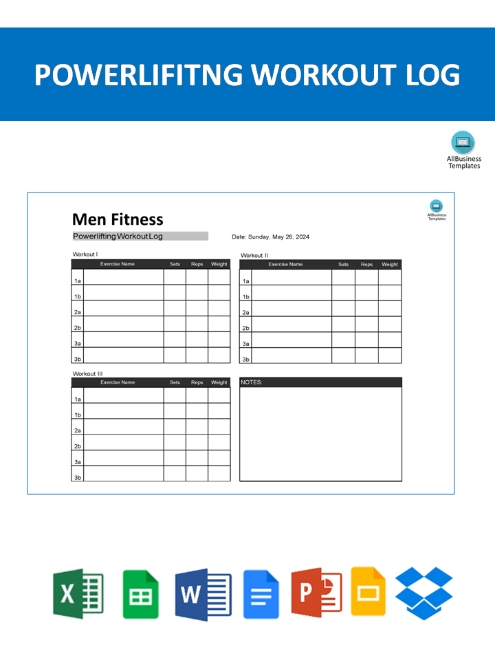 powerlifting workout log plantilla imagen principal