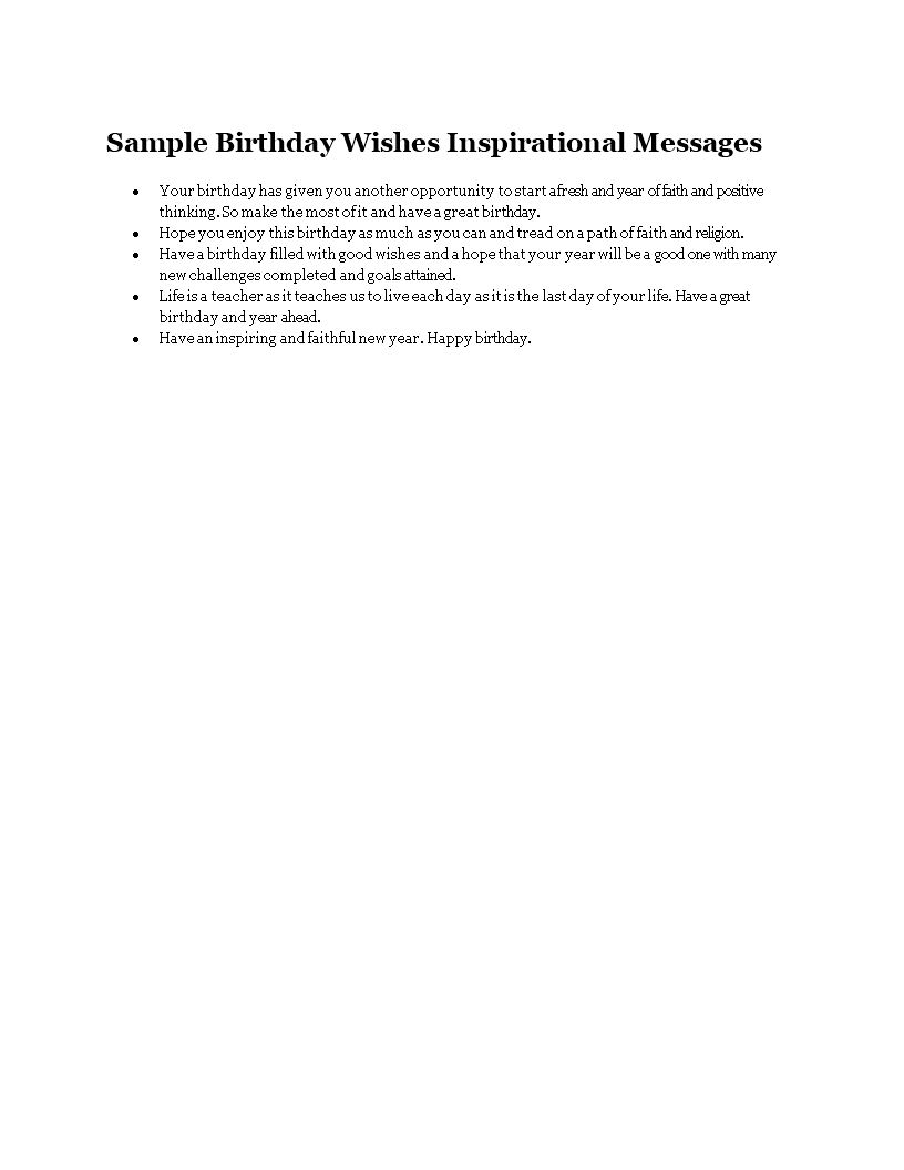 birthday wishes inspirational messages template