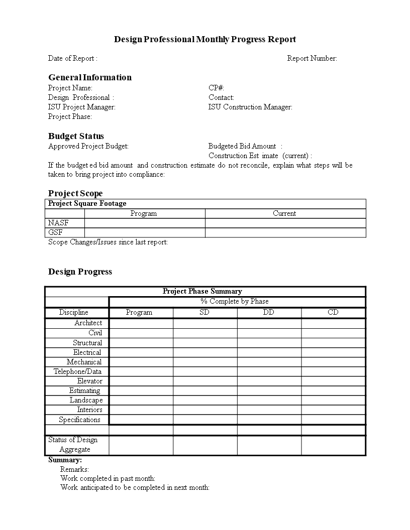 Monthly Progress Report in Word  Templates at With Regard To Progress Report Template Doc