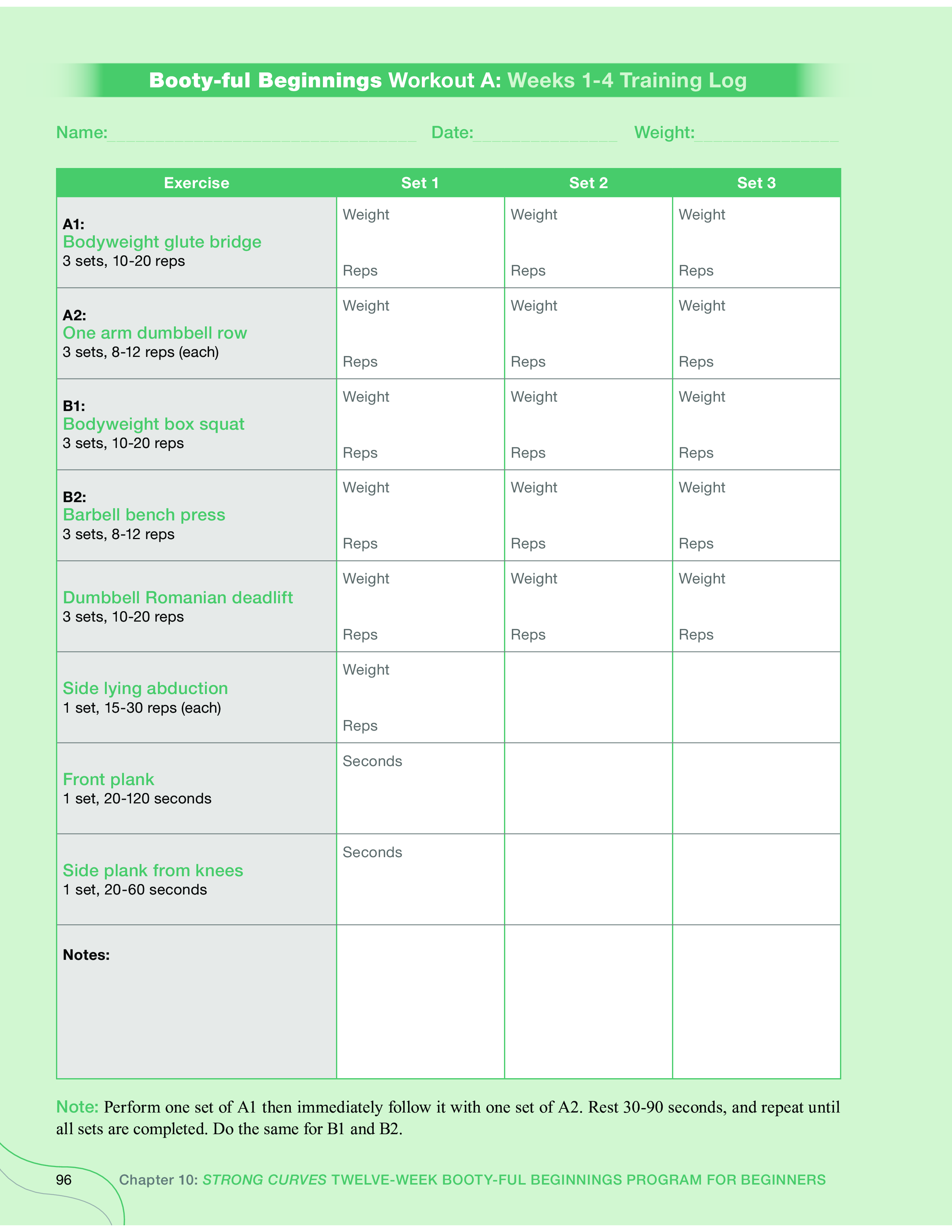 weightlifting workout log voorbeeld afbeelding 