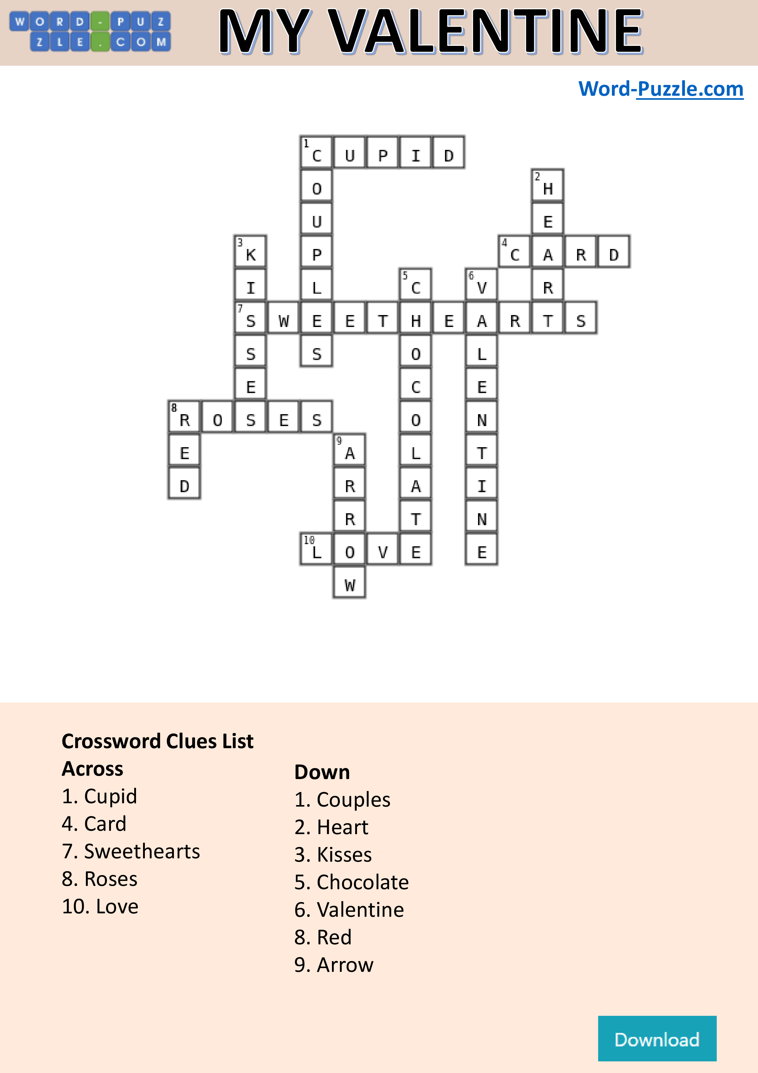 valentines day crossword puzzle templates at allbusinesstemplatescom