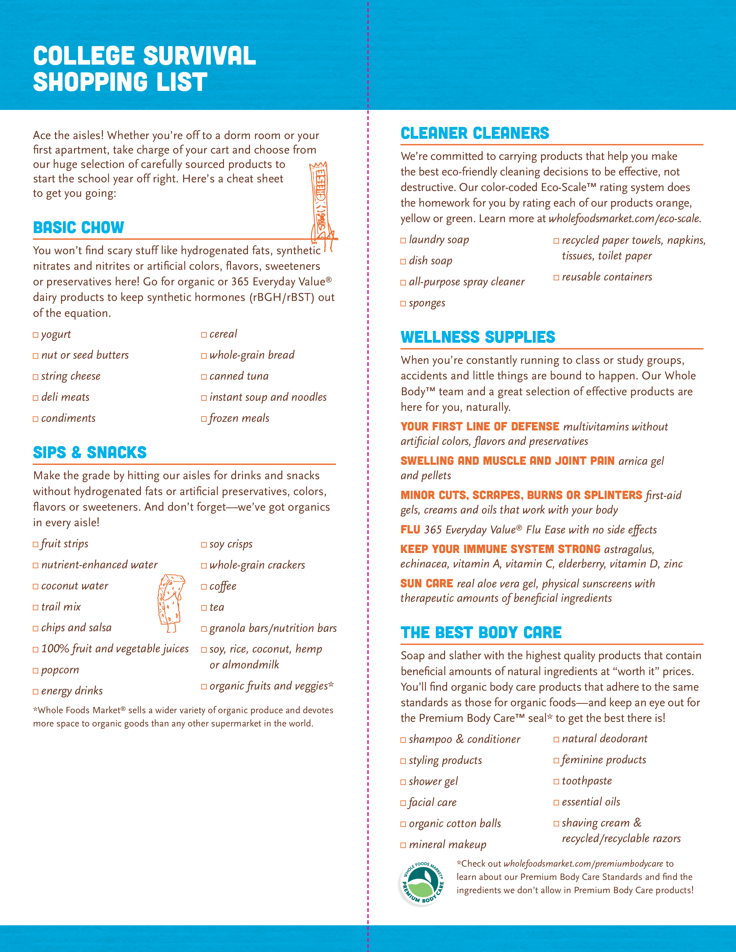 survival food shopping list for college template