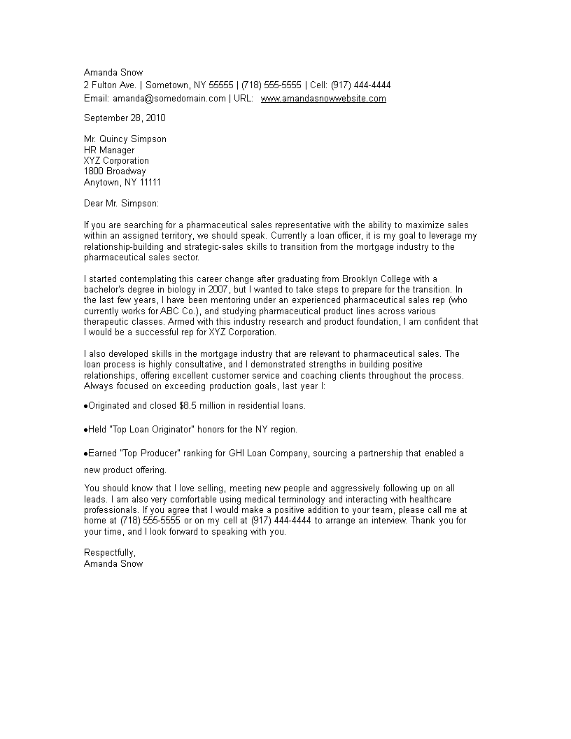 cover letter examples for a hospital