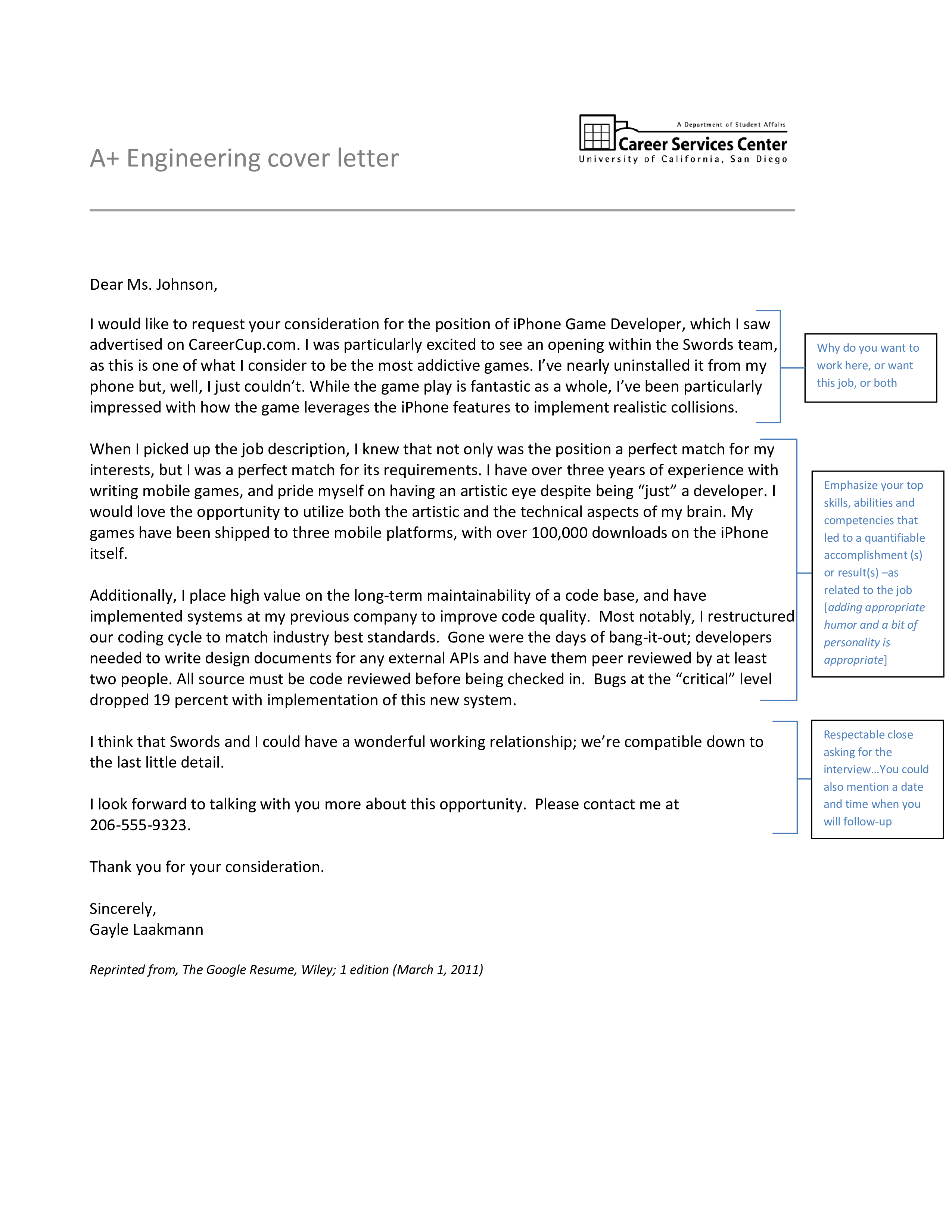 Sample Engineering Resume Cover Letter 模板