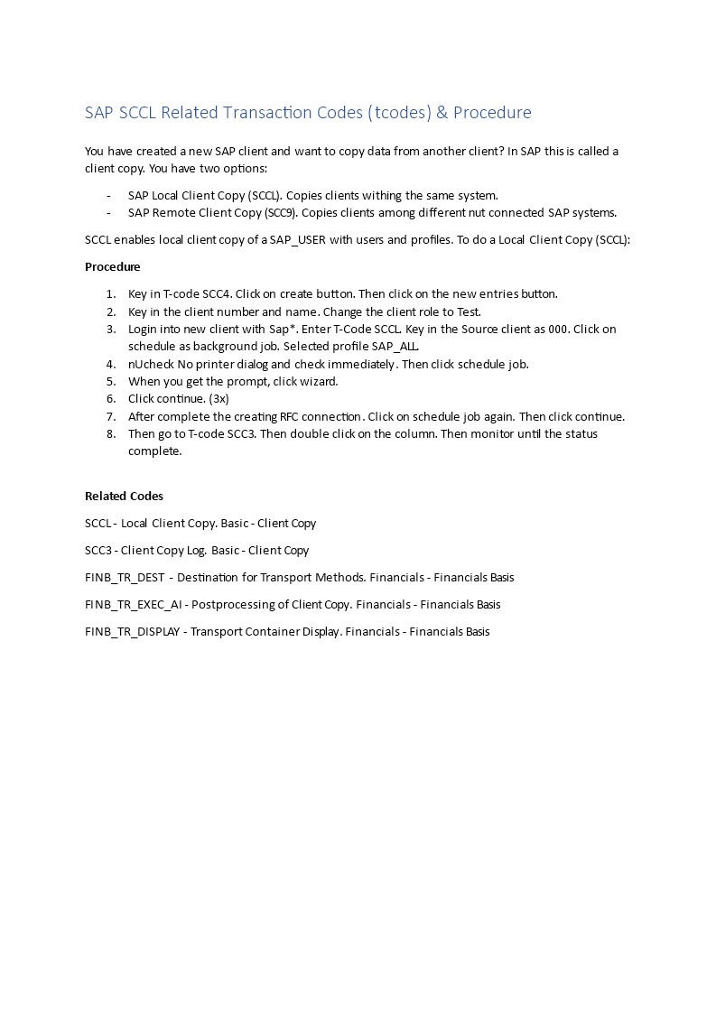 sap sccl related transaction codes (tcodes) & proc plantilla imagen principal