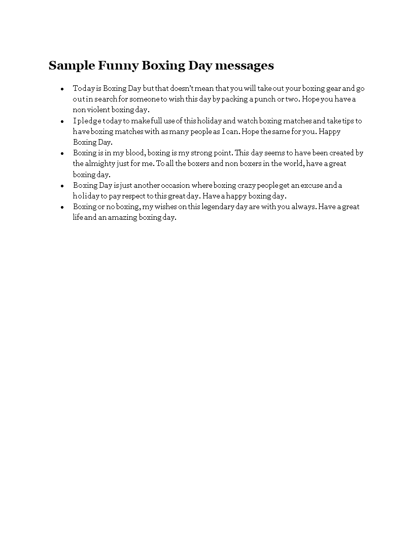 sample funny boxing day messages template