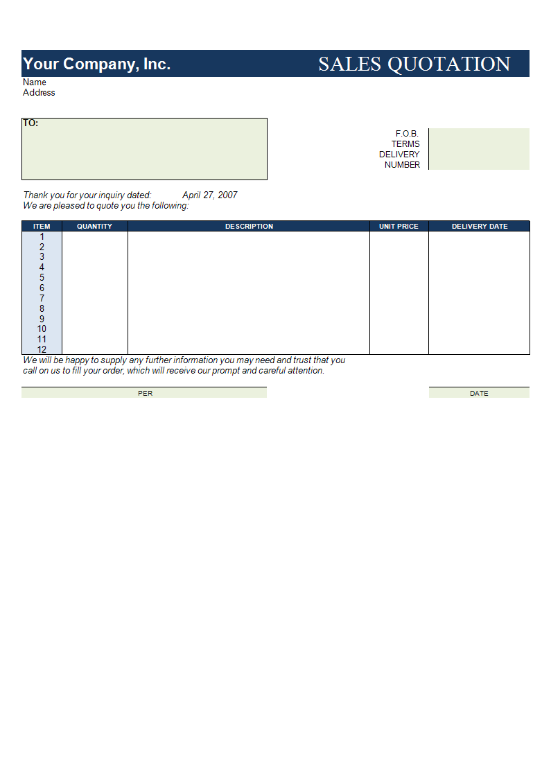 price quote excel template template