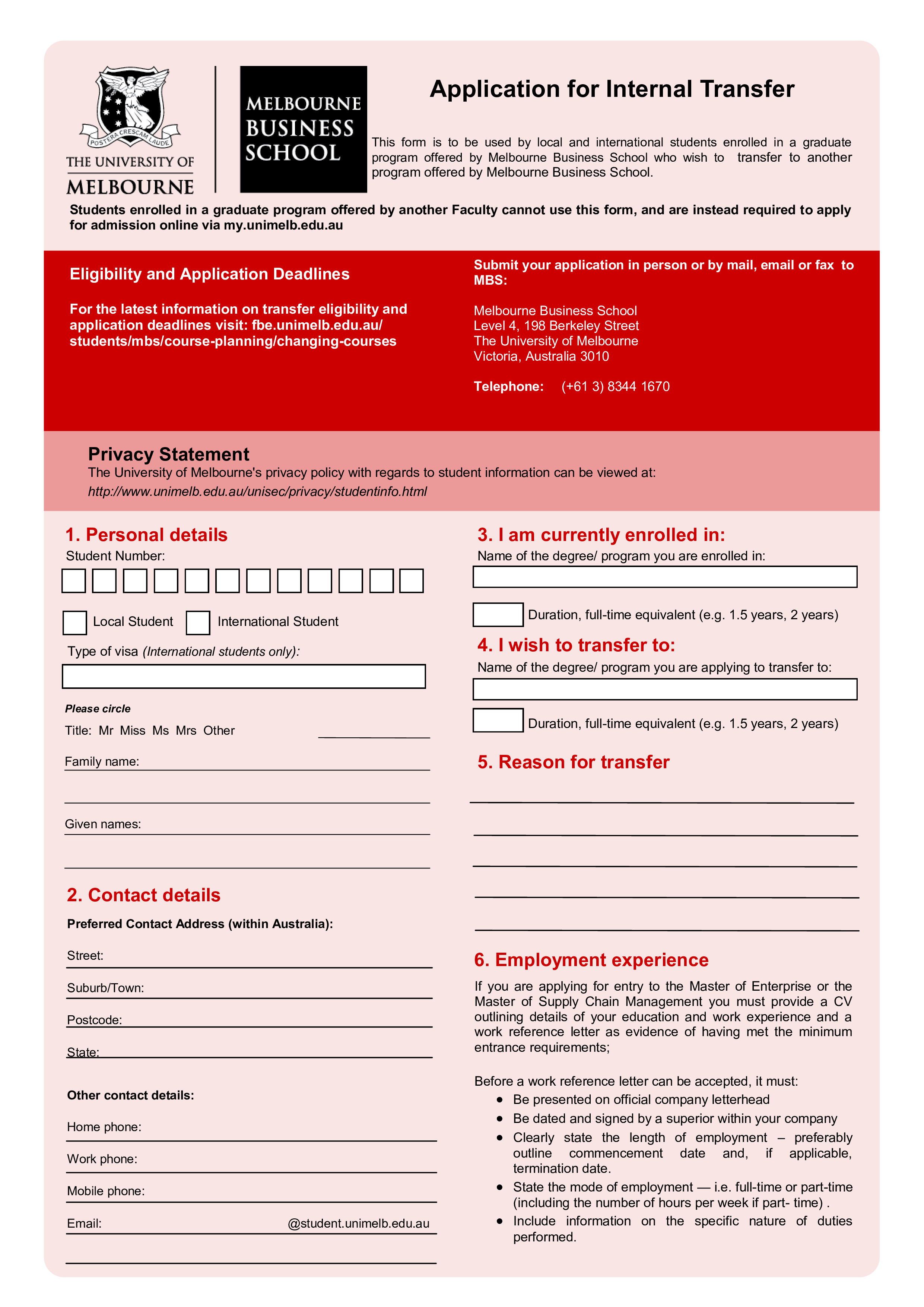 application for internal transfer letter Hauptschablonenbild