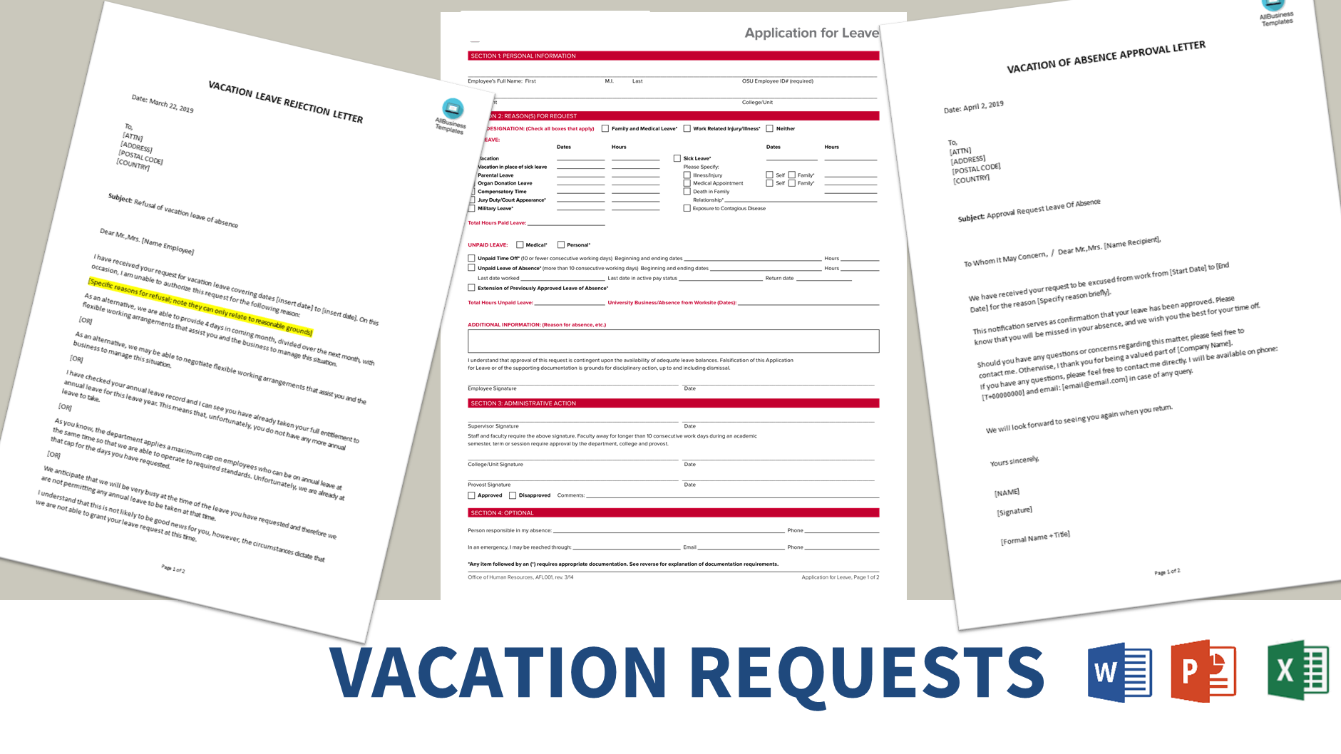 Vacation Request templates