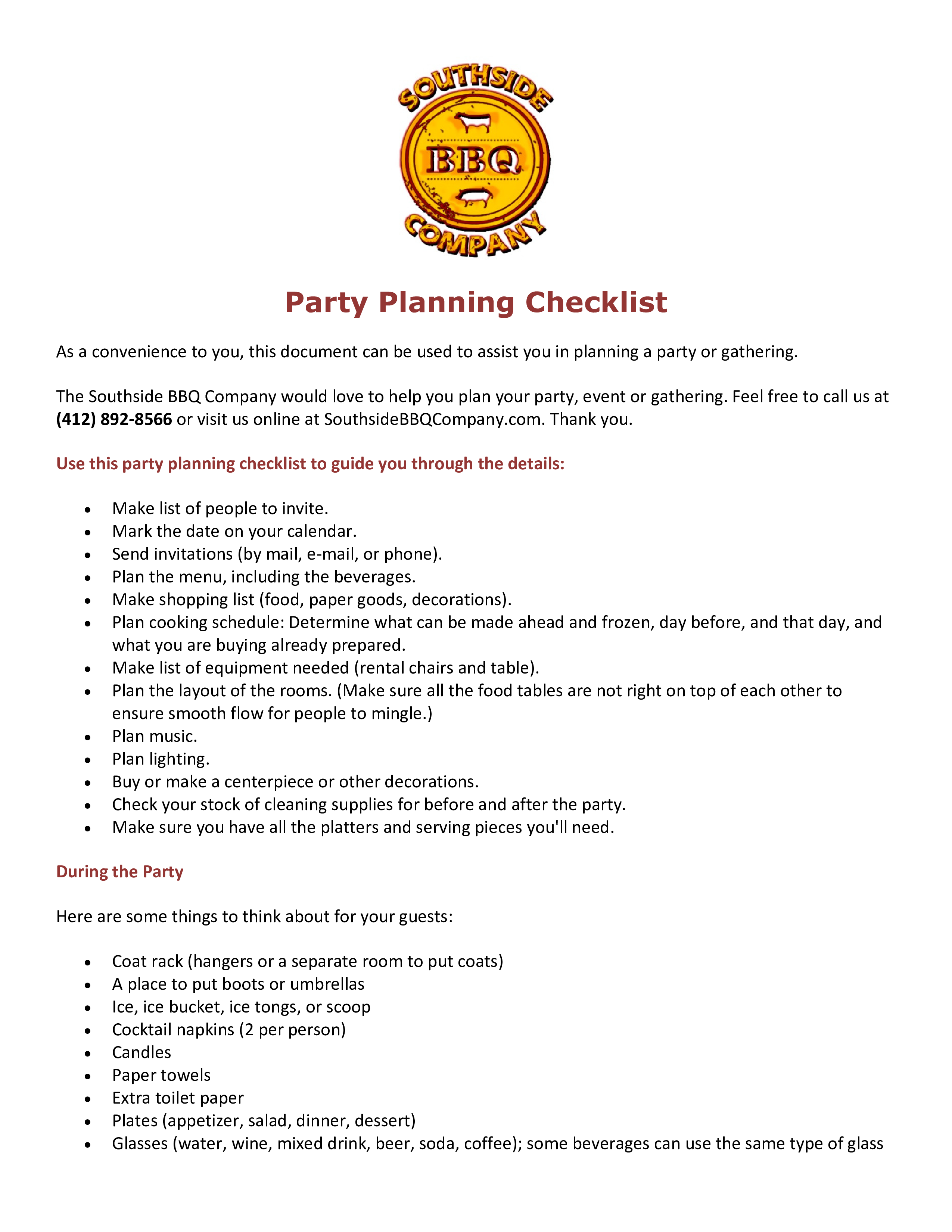 Printable Party Planning Checklist main image