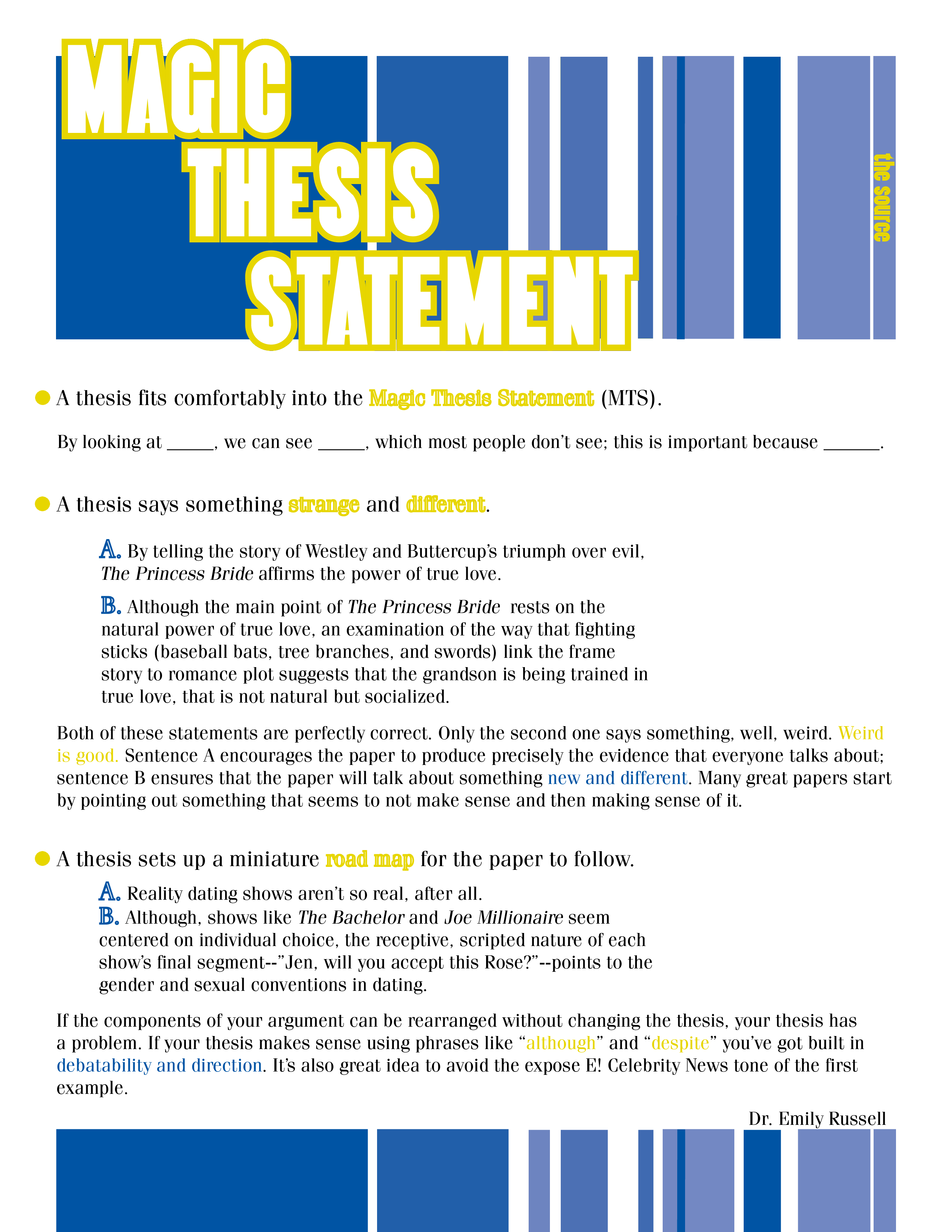 magic thesis statement template