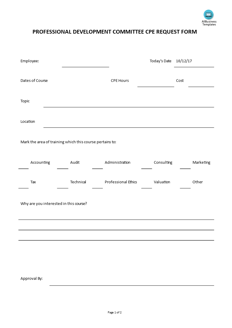 hr pdc cpe request form template