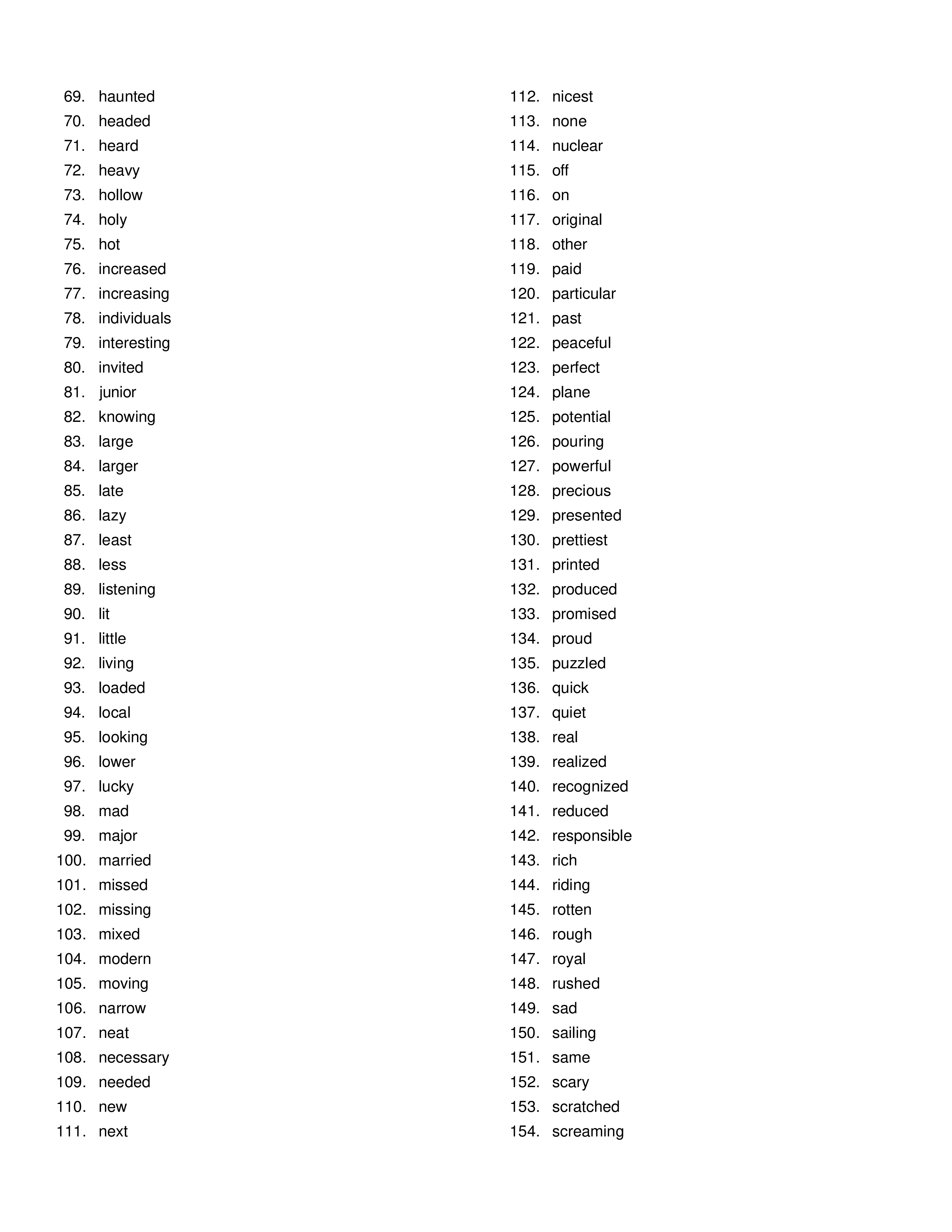 List of Adjectives | Templates at allbusinesstemplates.com